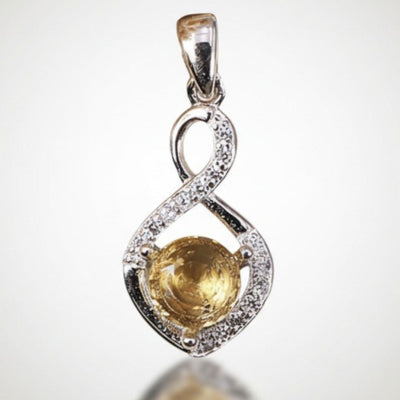 Pendentif citrine naturelle Madagascar AAA argent 925 Rhodié
