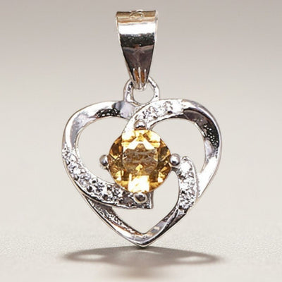 Pendentif citrine naturelle Madagascar AAA argent 925 Rhodié