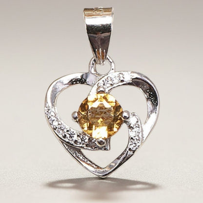 Pendentif citrine naturelle Madagascar AAA argent 925 Rhodié - La Boite à Cailloux