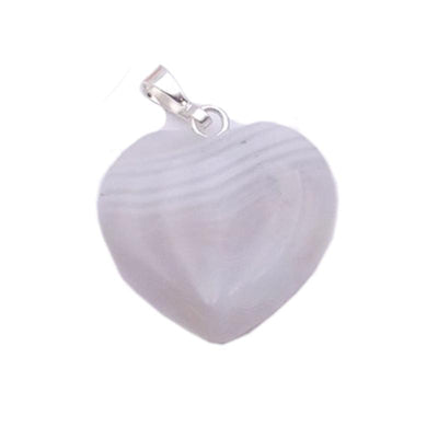 Colgante de corazón de ágata de Botswana A de acero inoxidable (20 mm)