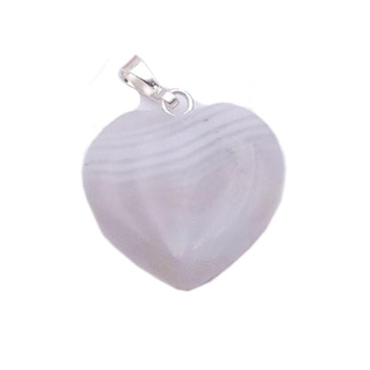 Pendentif coeur agate Botswana A acier inoxydable (20mm) - La Boite à Cailloux