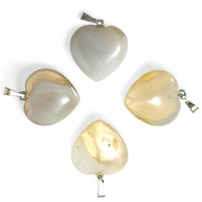 Colgante de corazón de ágata de Botswana A de acero inoxidable (20 mm)