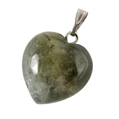 Pendentif coeur agate mousse Brésil A acier inoxydable (15mm) - La Boite à Cailloux