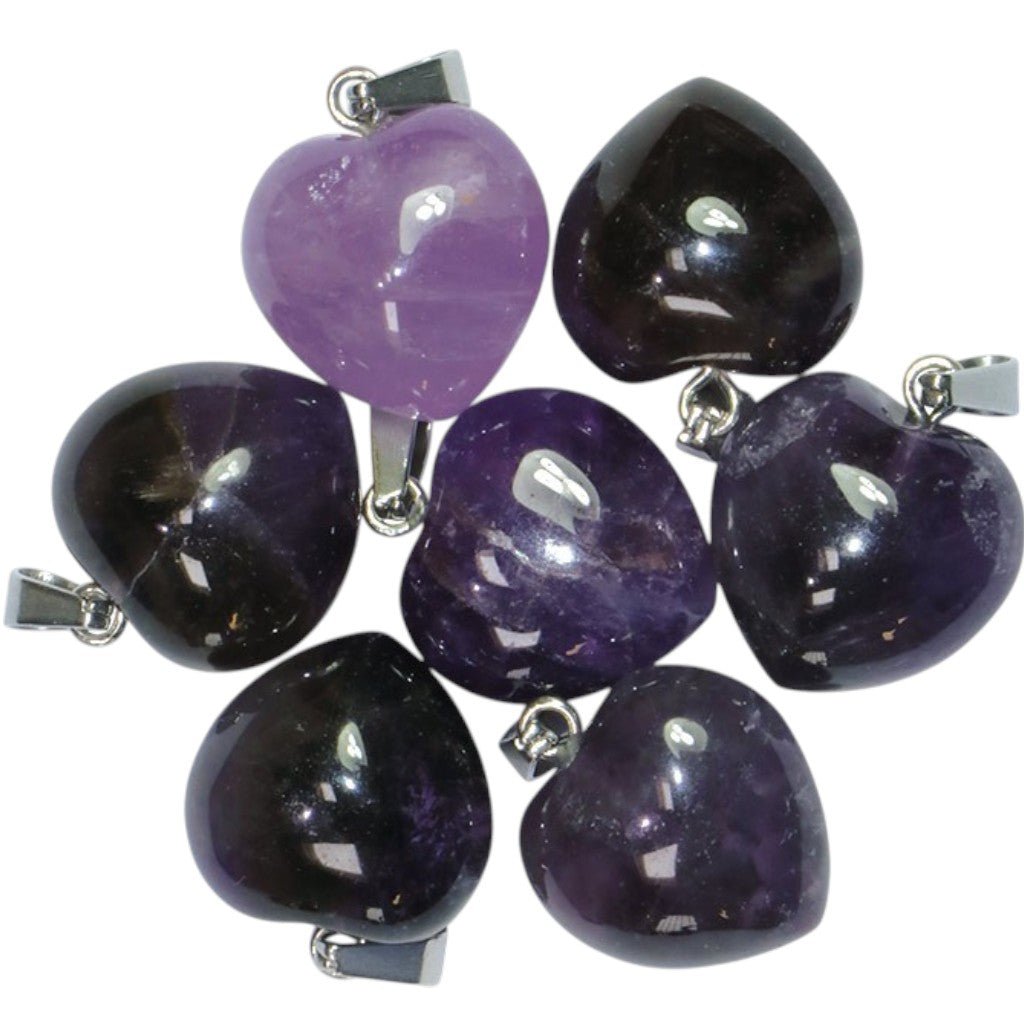 Pendentif coeur améthyste Brésil A (15mm) - La Boite à Cailloux