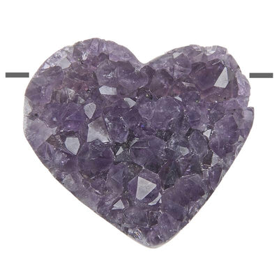 Raw amethyst heart pendant Uruguay AA (holey stone) + cord