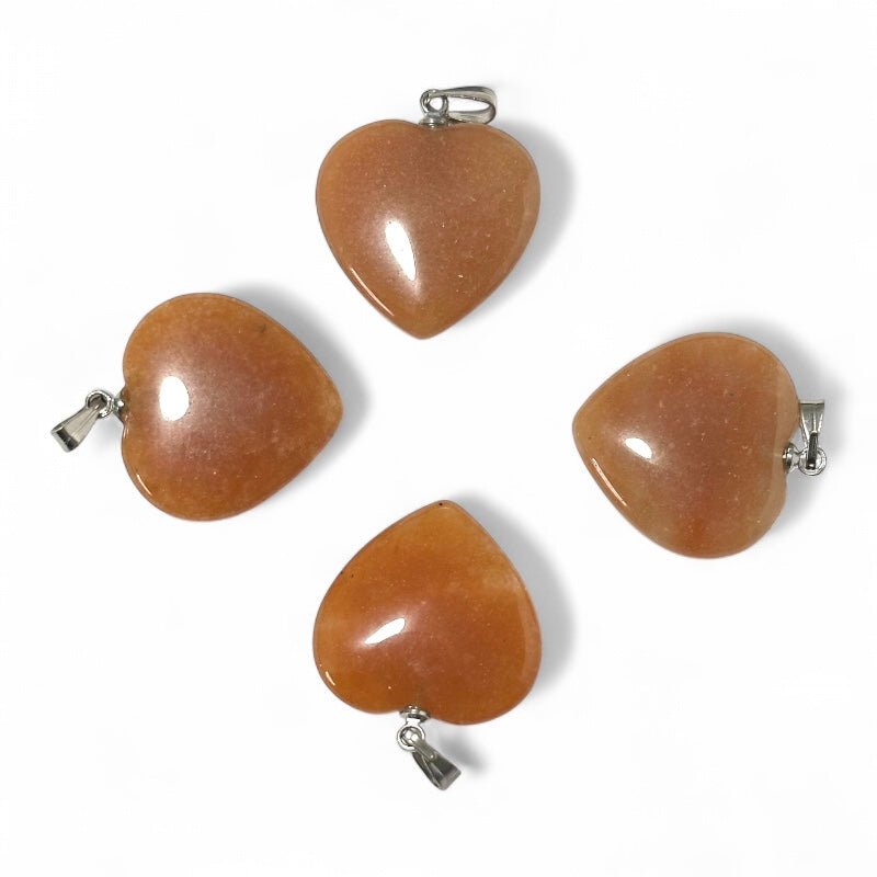 Pendentif coeur aventurine rouge Brésil A (20mm) - La Boite à Cailloux
