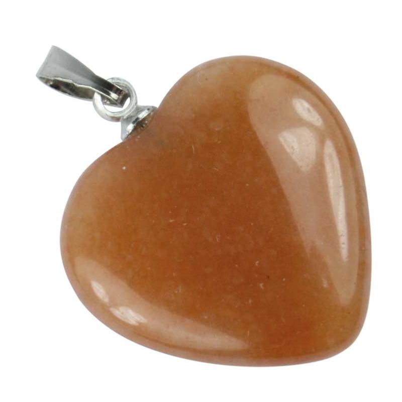Pendentif coeur aventurine rouge Brésil A (20mm) - La Boite à Cailloux