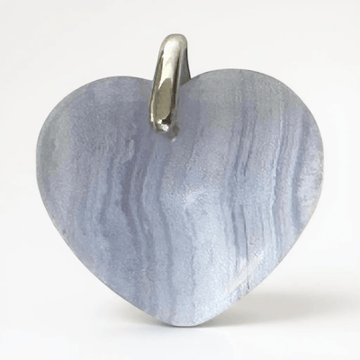 Pendentif coeur calcédoine bleue Namibie AAA 25mm