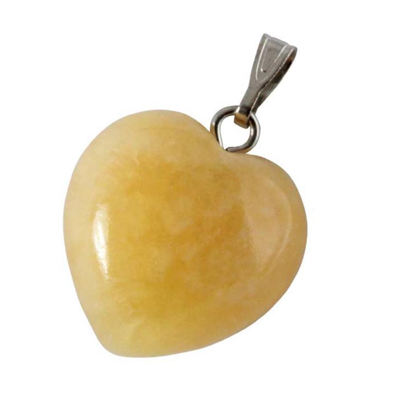 Pendentif coeur calcite orange Mexique A (15mm) - La Boite à Cailloux