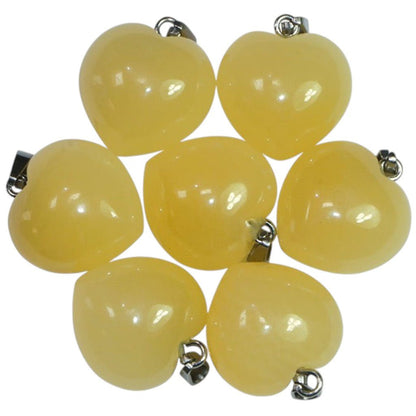 Pendentif coeur calcite orange Mexique A (15mm) - La Boite à Cailloux