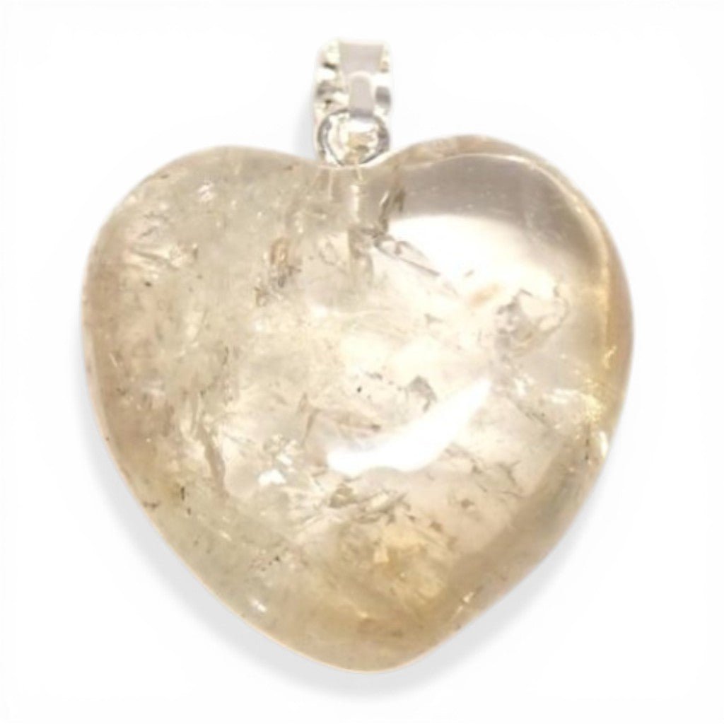 Pendentif coeur citrine naturelle Madagascar AA (25 - 30mm) - La Boite à Cailloux