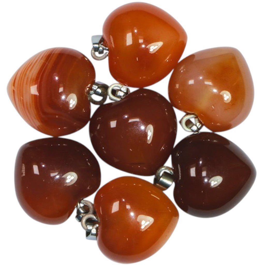 Pendentif coeur cornaline Brésil A (15mm) - La Boite à Cailloux