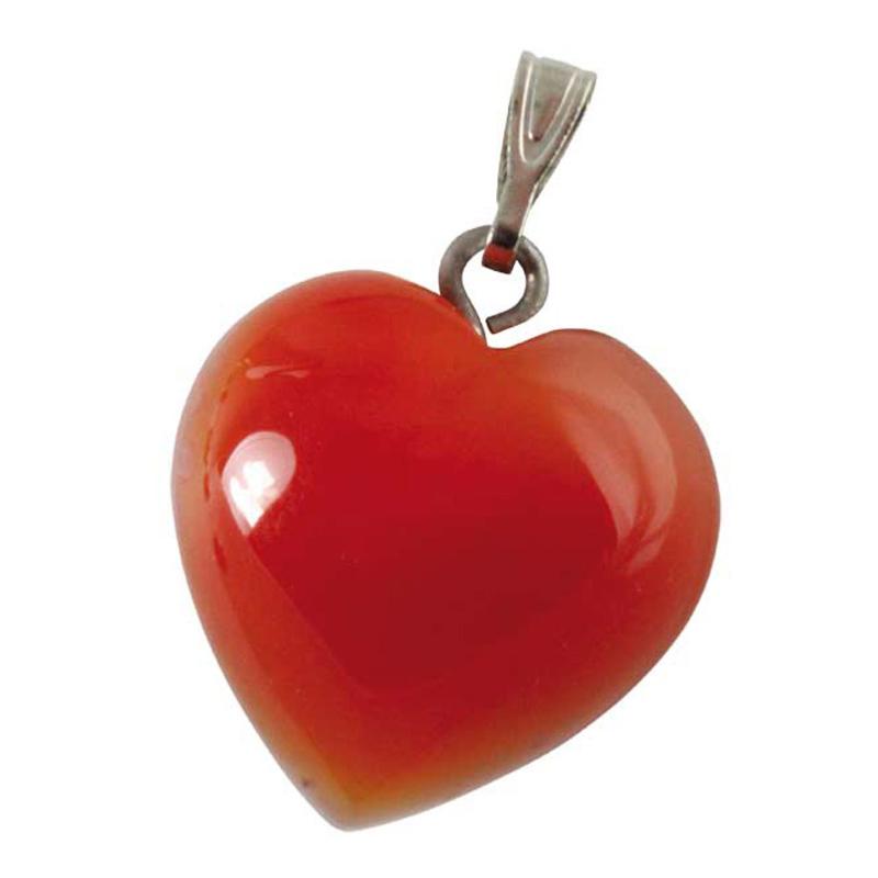 Pendentif coeur cornaline Brésil A (15mm) - La Boite à Cailloux