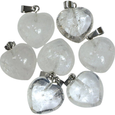 Colgante de corazón de cristal de roca brasileño A (15 mm)
