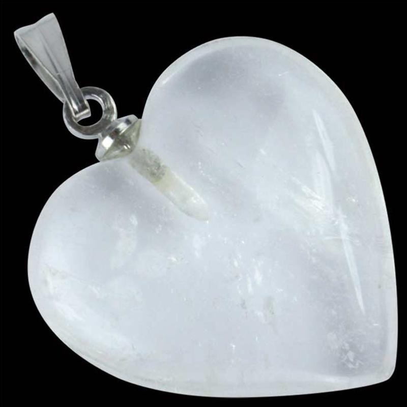 Pendentif coeur cristal de roche Brésil A (20mm) - La Boite à Cailloux