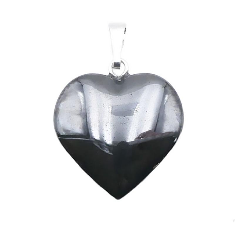 Pendentif coeur hématite Chine (20mm) - La Boite à Cailloux