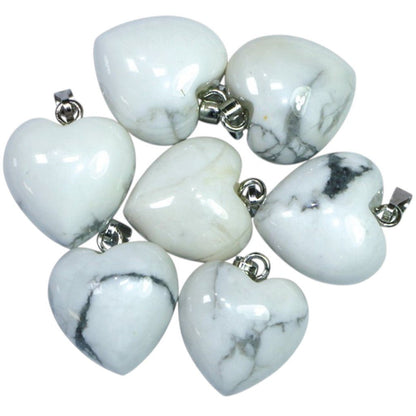 Pendentif coeur howlite Zimbabwe A (15mm) - La Boite à Cailloux