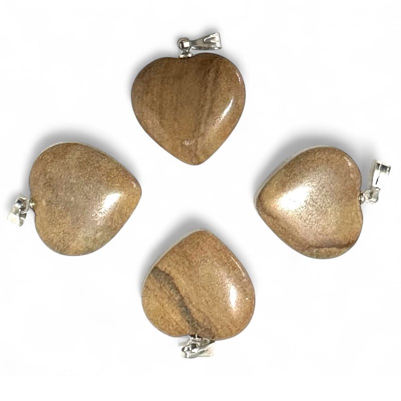 Pendentif coeur jaspe paysager Namibie A (20mm) - La Boite à Cailloux