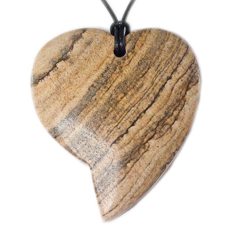 Pendentif coeur jaspe paysager Namibie A - La Boite à Cailloux