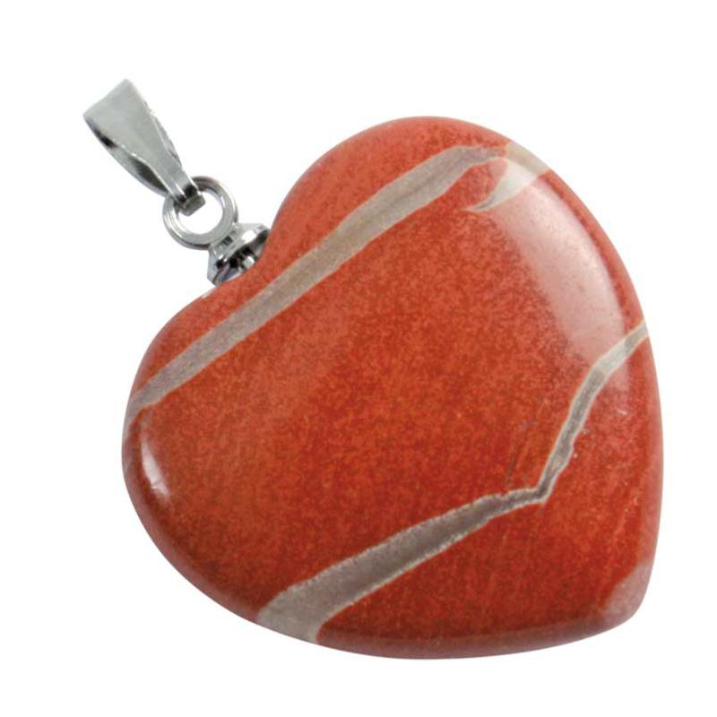 Pendentif coeur jaspe rouge Afrique du Sud A (20mm) - La Boite à Cailloux