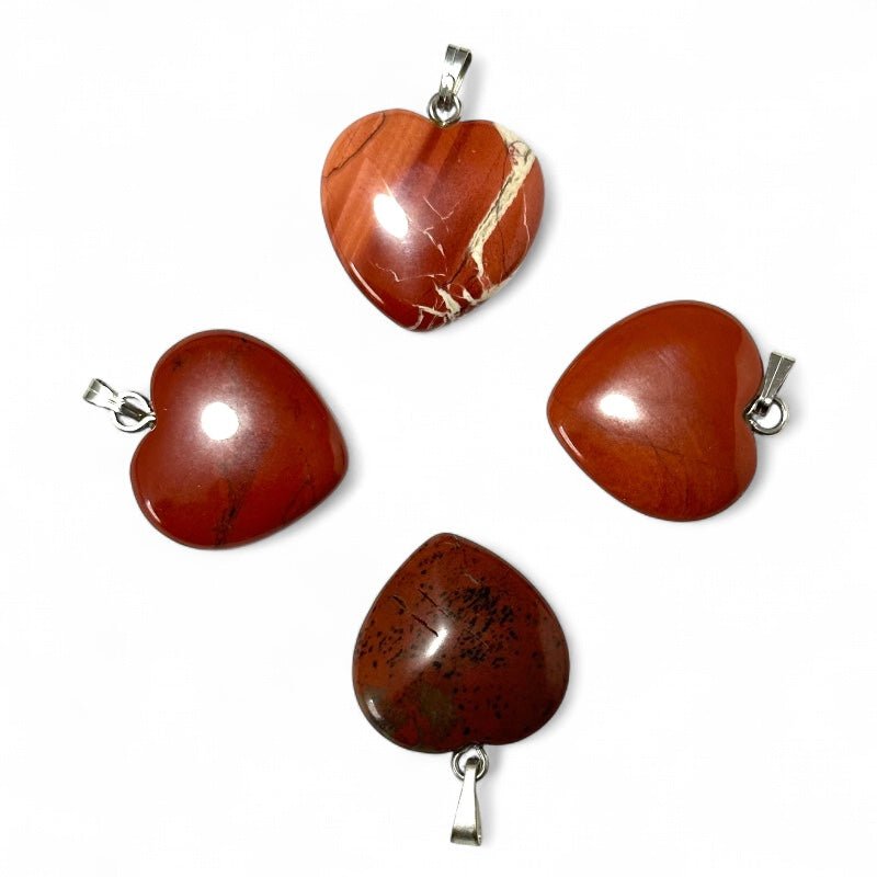 Pendentif coeur jaspe rouge Afrique du Sud A (20mm) - La Boite à Cailloux