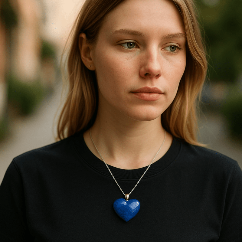 Pendentif coeur lapis lazuli Afghanistan A (25mm) - La Boite à Cailloux