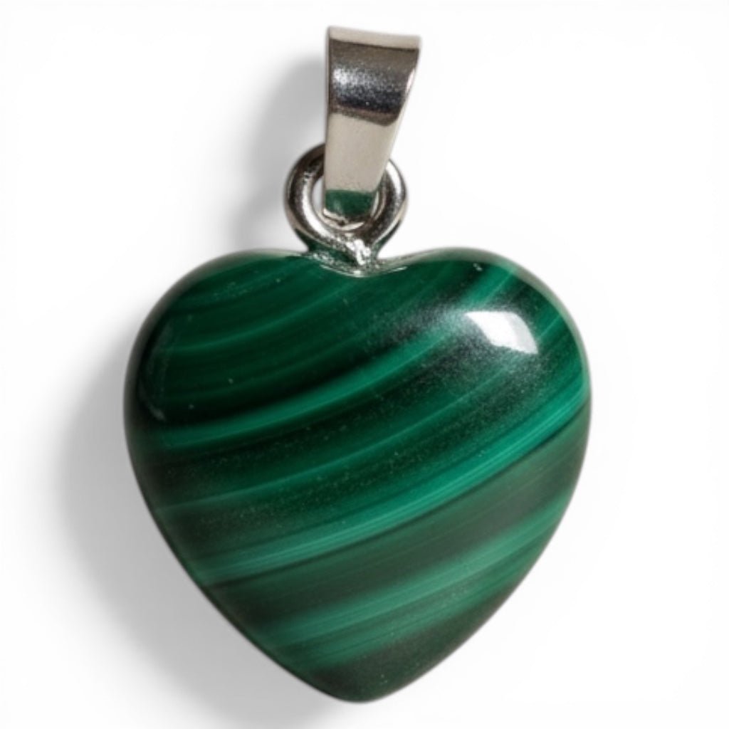 Pendentif coeur malachite Congo AA - La Boite à Cailloux