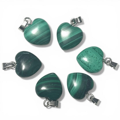 Pendentif coeur malachite Congo AA - La Boite à Cailloux