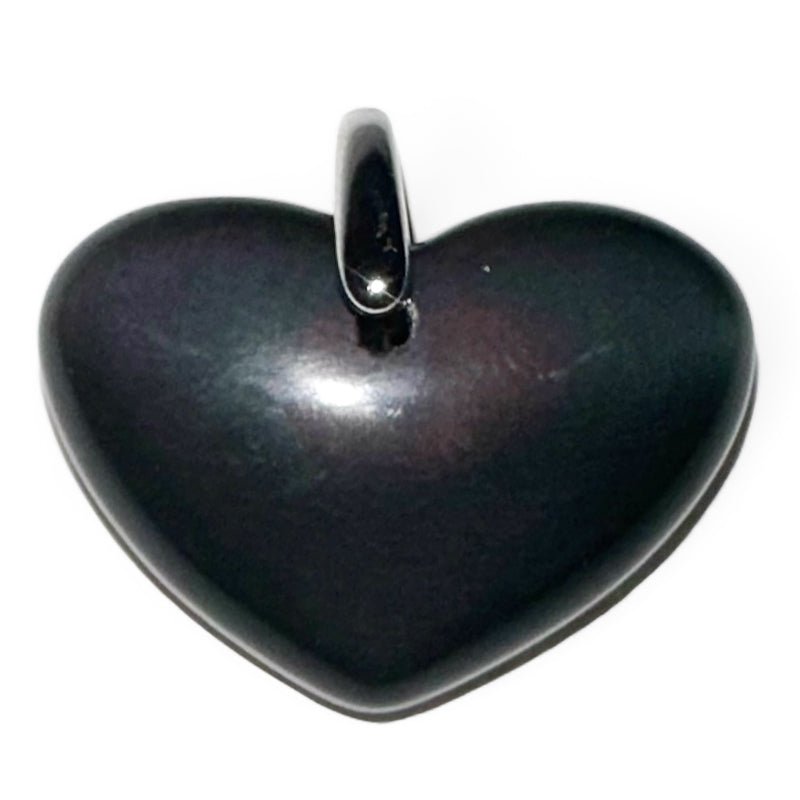 Pendentif coeur obsidienne oeil céleste Mexique AA (25mm) - La Boite à Cailloux