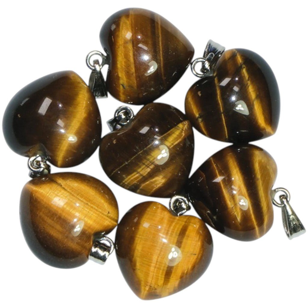 Pendentif coeur oeil de tigre Afrique du Sud A (15mm) - La Boite à Cailloux