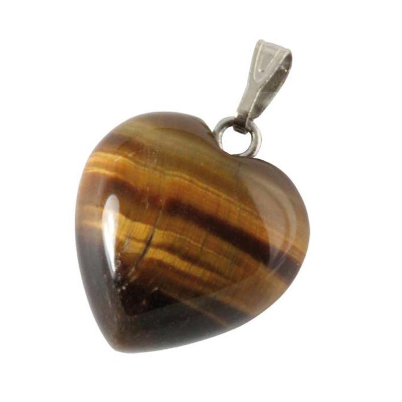 Pendentif coeur oeil de tigre Afrique du Sud A (15mm) - La Boite à Cailloux