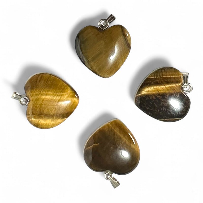 Pendentif coeur oeil de tigre Afrique du Sud A (20mm) - La Boite à Cailloux