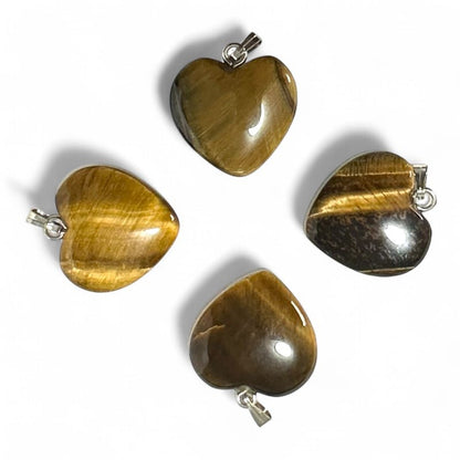 Pendentif coeur oeil de tigre Afrique du Sud A (20mm) - La Boite à Cailloux