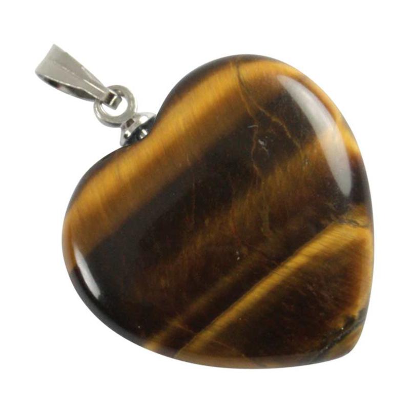Pendentif coeur oeil de tigre Afrique du Sud A (20mm) - La Boite à Cailloux