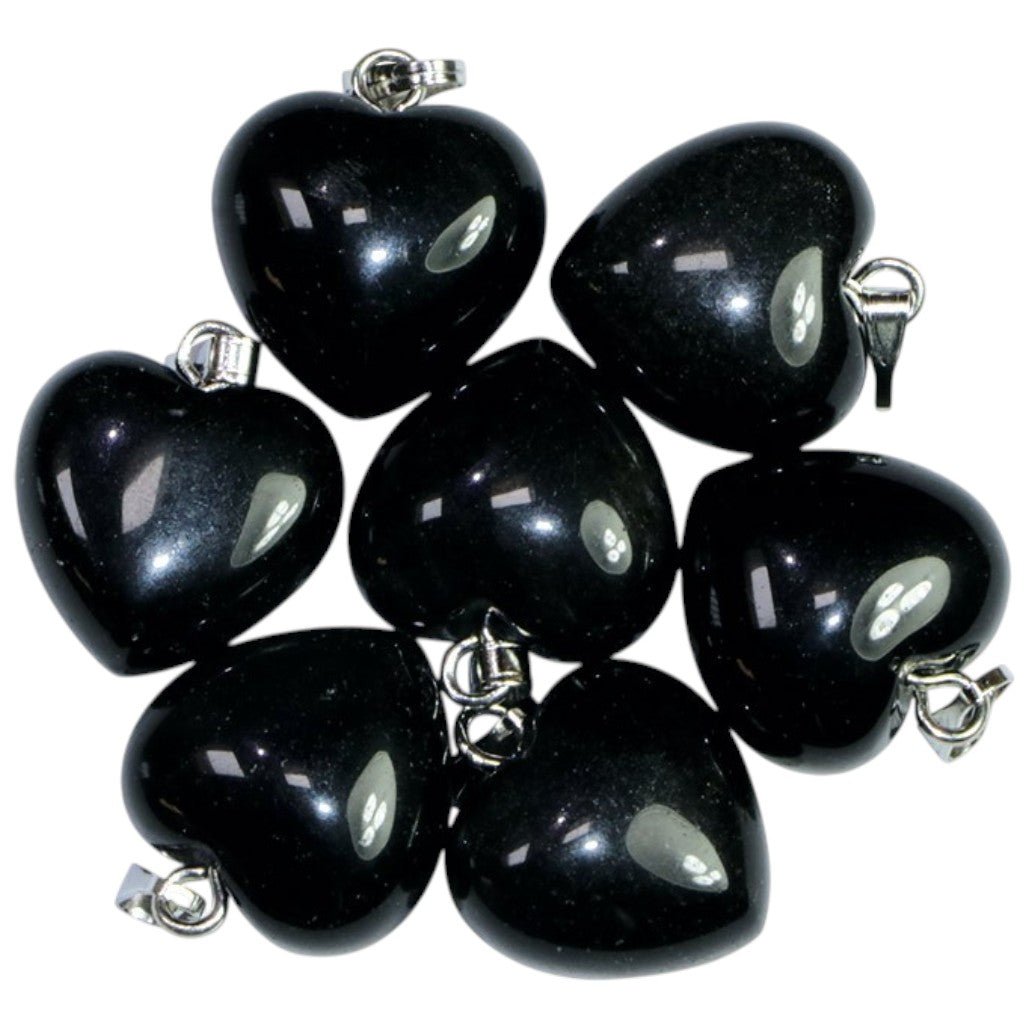 Pendentif coeur onyx noire Brésil A (15mm) - La Boite à Cailloux