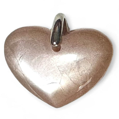 Pendentif coeur pierre de lune rose orangée Inde AA (25mm) - La Boite à Cailloux