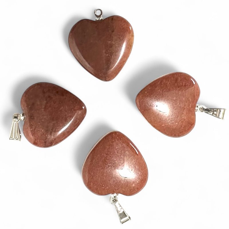 Pendentif coeur quartz de feu Brésil A (20mm) - La Boite à Cailloux
