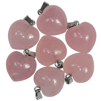 Pendentif coeur quartz rose Brésil A (15mm) - La Boite à Cailloux