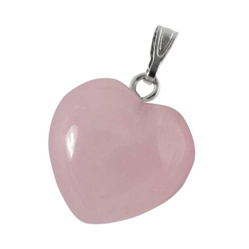 Pendentif coeur quartz rose Brésil A (15mm) - La Boite à Cailloux