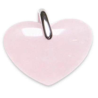 Pendentif coeur quartz rose Brésil AA (25mm) - La Boite à Cailloux