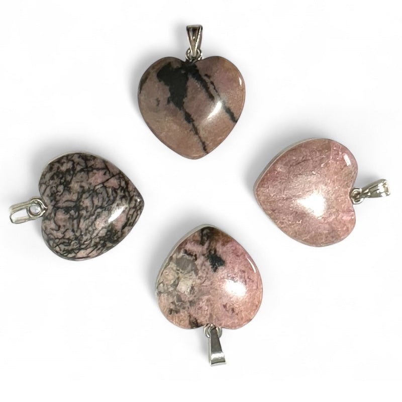Pendentif coeur rhodonite Madagascar A (20mm) - La Boite à Cailloux