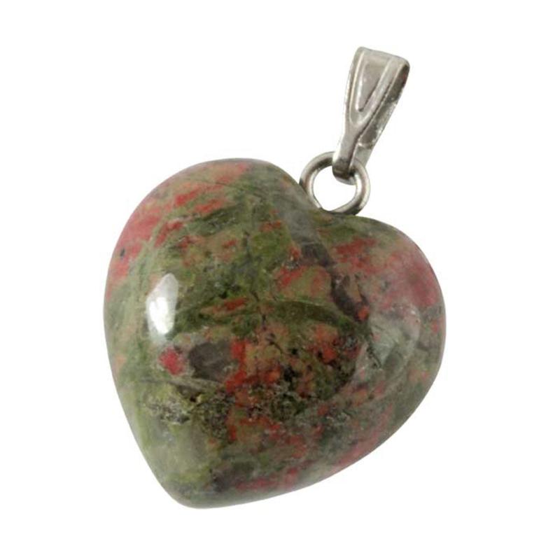 Pendentif coeur unakite Afrique du Sud A (15mm) - La Boite à Cailloux