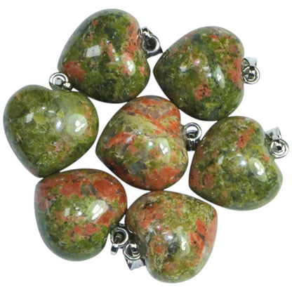 Pendentif coeur unakite Afrique du Sud A (15mm) - La Boite à Cailloux