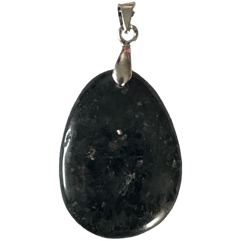 Pendentif coppernite (nuummite indienne) A (pierre plate) - La Boite à Cailloux