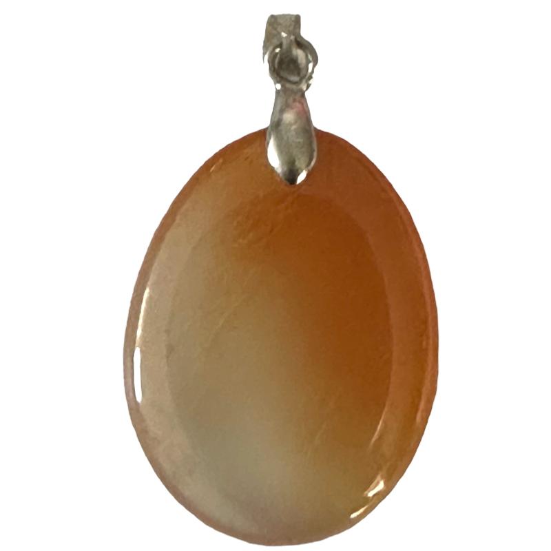 Pendentif cornaline Brésil A (pierre plate) - La Boite à Cailloux