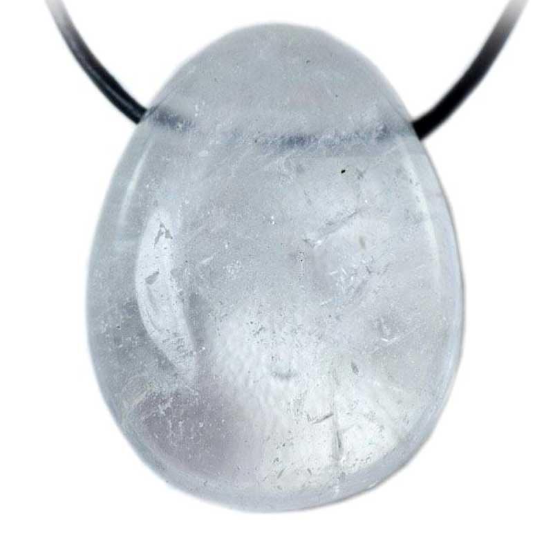 Pendentif cristal de roche Brésil A (pierre trouée) + cordon - La Boite à Cailloux