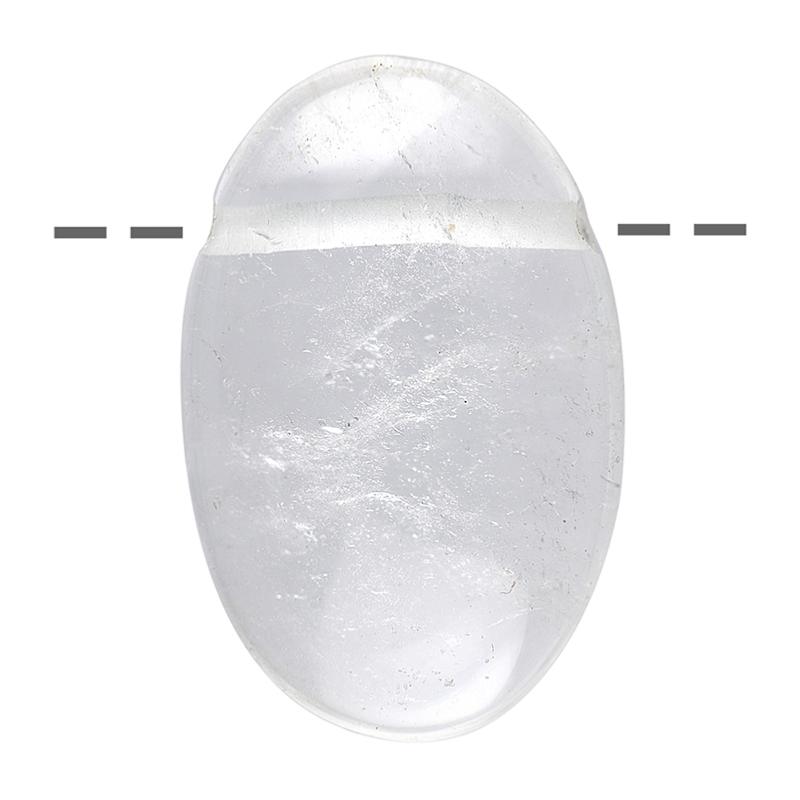 Pendentif cristal de roche ovale Brésil A (pierre trouée) + cordon - La Boite à Cailloux