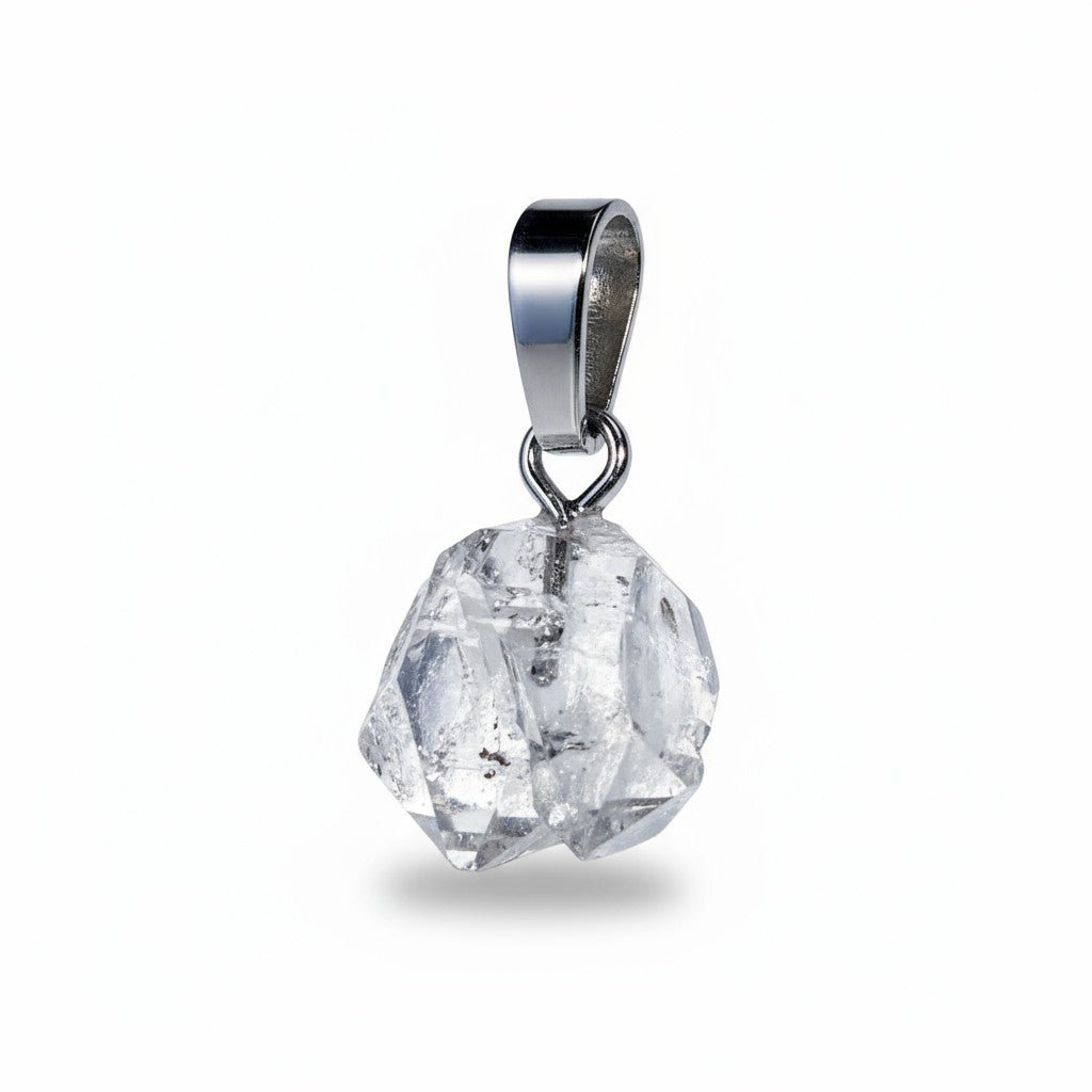 Pendentif cristal diamant herkimer Etats - Unis A boucle argent 925 - La Boite à Cailloux