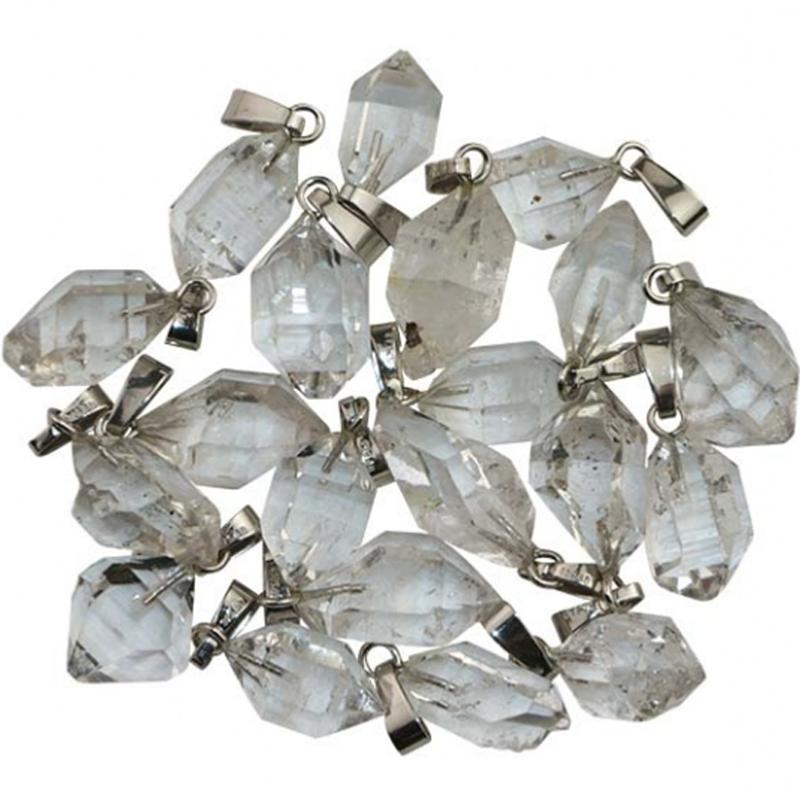 Pendentif cristal diamant herkimer Etats - Unis A boucle argent 925 - La Boite à Cailloux