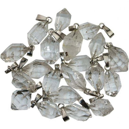 Pendentif cristal diamant herkimer Etats - Unis A boucle argent 925 - La Boite à Cailloux